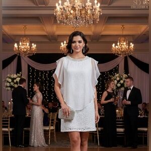 SD Collection White Lace Mini Dress